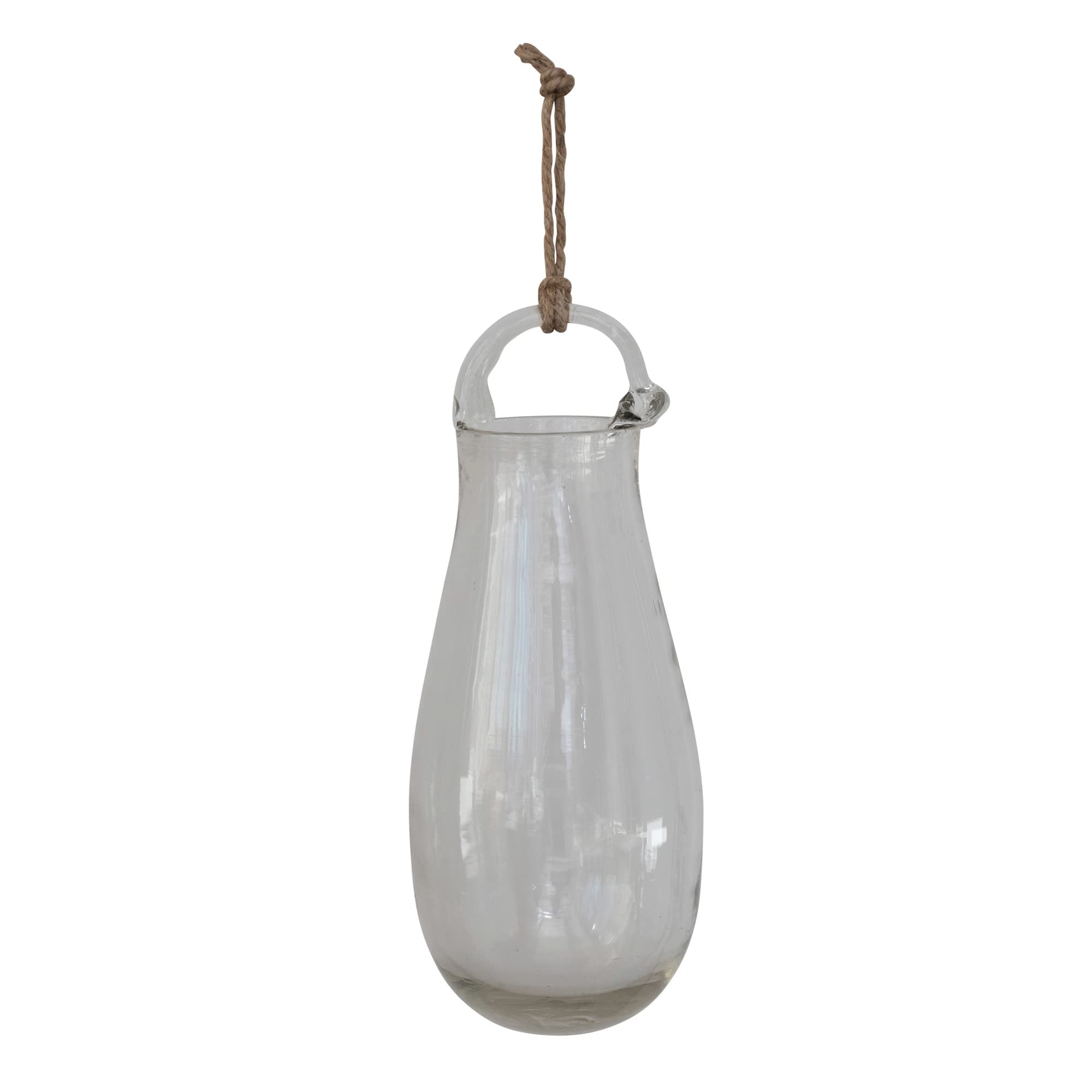 Photo 1 of Creative Co-Op Hanging Hand Blown Glass Vase with Jute Hanger, Clear