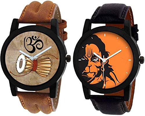 Brown & Orange Color Dial Party Wear Watches for Men & Boys (Pack of 2 God-BR-12)