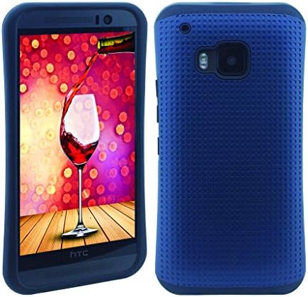 HTC One M9 edge Case, KYAL (TM) SHOCK ABSORPTION / HIGH IMPACT RESISTANT Full Body Hybrid Armor Case for HTC One M9 - Bonus Stylus Pen and Screen Protector - Navy Blue