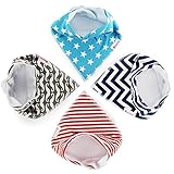 Baby Gifts Bandana Drool Bibs With Snaps For Boys And Girls Premium Dribble & Teething 100% Organic Cotton Absorbent Best As Baby Gift Shower Set 4 Pack Included Free Bonus Bag and Ebook By BabyClub