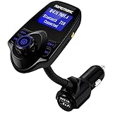 Upgrade Bluetooth FM Transmitter，Rapidtronic Wireless Radio Adapter Car Kit With 1.44 Inch Display USB Car Charger AUX Input TF Card Slot