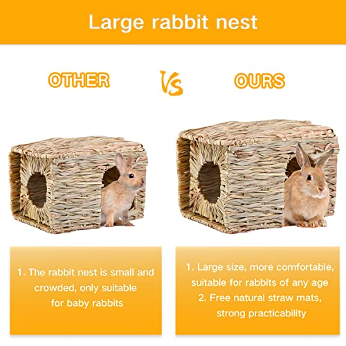 Extra Large Grass House for Rabbits,Natural Hand Woven Seagrass Play