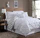 Geneva Home Fashion 7-Piece Ella Pinch Pleat Comforter Set, King, White
