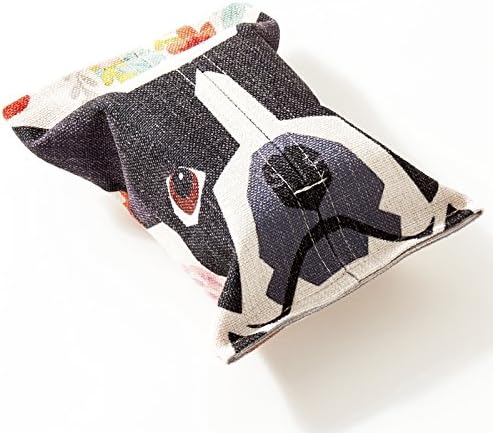 TISZJHU Handmade Cloth Tissue Box Cotton Linen Sets Of Tissue Paper Towels Pumping Tissue Hall Bathroom Closet,Q big face black dog