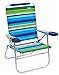 RIO Brands 15 Inch Portable Folding Lightweight Cushioned Beach/Backyard Chair with Durable Aluminum Frame, Blue/Green (4 Pack)