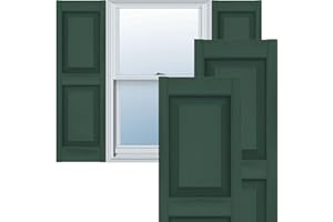 Ekena Millwork Lifetime Vinyl LP2S12X03500FG Standard Two Equal Panel Vinyls, Raised Panel Vinyl Shutters, w/Installation Shutter-Lok's & Matching Screws (Per Pair), 12"W x 35"H, Forest Green