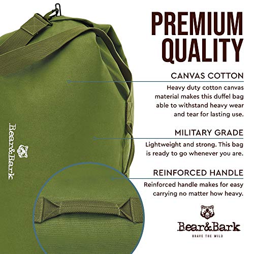 Top Load Canvas Duffel Bag Grey 40x25" Military and Army Cargo Style Carryall Duffle Extra