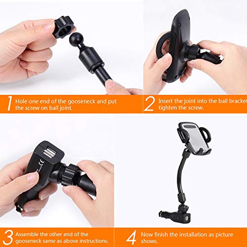Amoner Car Mount, Upgraded 3-in-1 Cigarette Lighter Car Phone Holder Cradle with Dual USB 2.1A Charge for iPhone 11 Pro Max XS Max X 8 7 Galaxy S10 S9 S8 and Smartphones up to 6.5 inches - Thumbnail 6