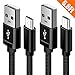 Micro USB Cable Android,Snowkids USB to Micro USB Cable (6.6ft/2m, 2 Pack) Nylon Braided Sync and Fast Charging Cable Compatible with Samsung Galaxy S7 Edge, Kindle,PS4, MP3,Xbox,HTC, Android (Black)