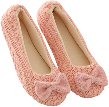 Bestoppen Women Yoga Shoes,Ladies Bowknot Cashmere Slippers Sexy Flat Ankel Shoes Winter Warm House Shoes Plush Slipper Fashion Soft Home Floor Shoes (4-4.5, Pink)