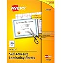 Avery Self-Adhesive Laminating Sheets, 9" x 12", Permanent Adhesive, 50 Clear Laminating Sheets (73601)