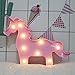 Pooqla Pink Unicorn Shaped Animal Light Table Lamp 3D Marquee Unicorn Sign Marquee Nightlight Home Decoration Battery Operated