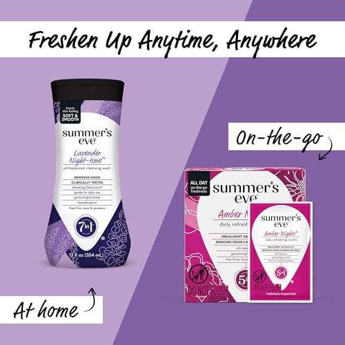 Summer's Eve Lavender Night-time Daily Refreshing All Over Feminine Body Wash, Removes Odor, Feminine Wash pH Balanced, 12 fl oz