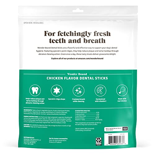 WONDER BOUND CHICKEN FLAVOR DENTAL STICKS FOR TINY DOGS (5-20 LBS), 6-RIDGE SHAPE FOR PLAQUE & TARTAR CONTROL, FRESHENS BREATH, MADE WITH REAL CHICKEN, 108 COUNT