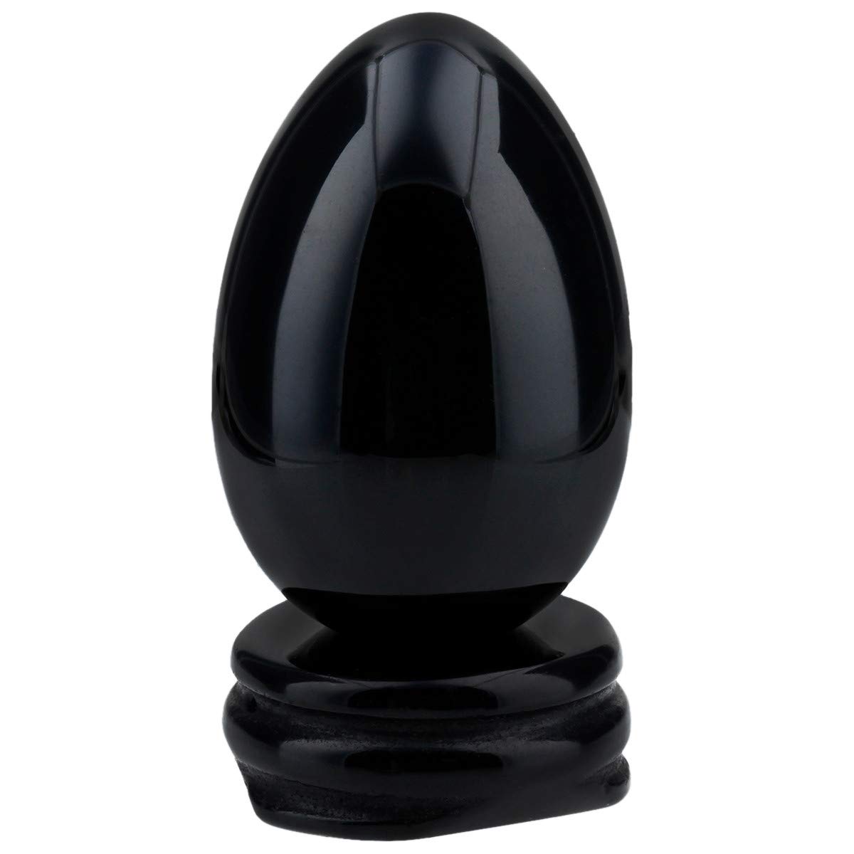 Nupuyai Crystal Egg with Stand for Home Decoration,Carved Polished Stone for Reiki Chakra Healing Obsidian