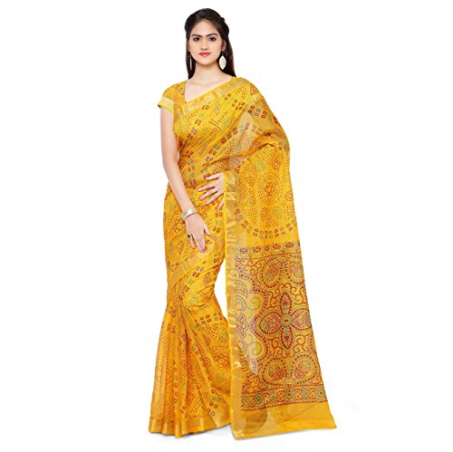 Rajnandini Women's Bandhani Printed Kota Silk Cotton Saree(JOPLSRS1051__Free Size)