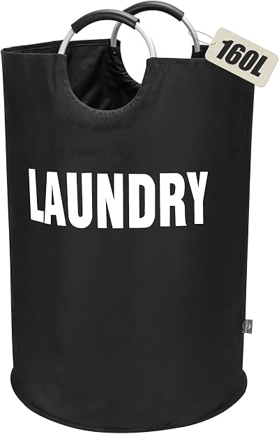 DOKEHOM 160L XX-Large Collapsible Laundry Basket Black XXL