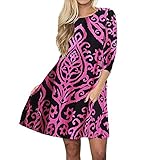 kaifongfu Women Casual Dress with Pocket 3/4 Leaf