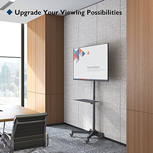BONTEC Tilt Rolling TV Stand, Mobile TV Stand with Locking Wheels for