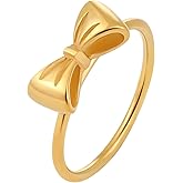 JESMING Stainless Steel Personalized Ring Cute Bowknot Jewelry Size 5-9 Hollow Out Accessories Gold Delicate Everyday Statement Rings for Women