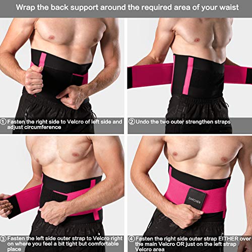 DARCHEN Waist Trainer Belt for Women Fitness Weight Loss Wokout Exercise Belt Sport Girdle for Body Slimming (Rose Red, Large) - Thumbnail 5