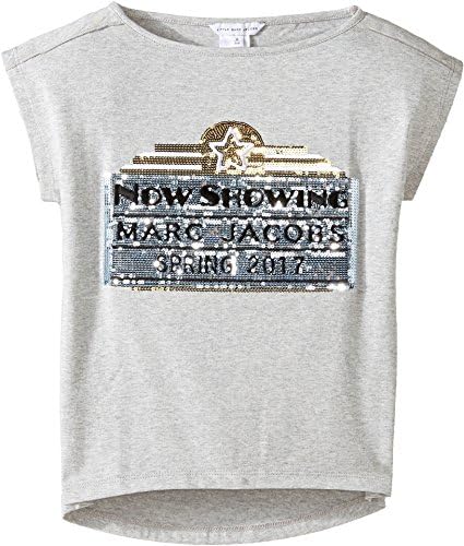 Little Marc Jacobs Girl's Official Prints Short Sleeve Tee Shirt (Little Kids/Big Kids) Gris Chine 10 (Big Kids)