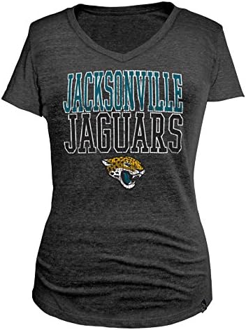 NFL Jacksonville Jaguars Women's Tri Blend Short Sleeve V-Neck Shirt, Medium, Black