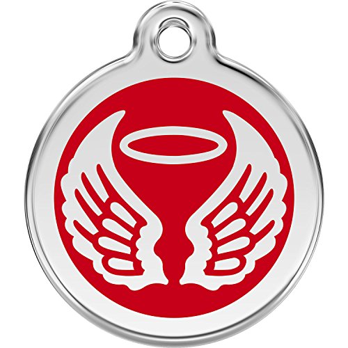 Red Dingo Personalized Angel Wings Pet ID Dog Tag (Medium Red)