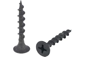 Jigreat #6 x 1" Drywall Screws 100pcs Black Phosphate Coated Flat Bugle Head Phillips Drive Fast Coarse Thread Screw for Wood Sheetrock Studs Gypsum Board Drywall