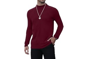MLANM Men's Mock Turtleneck Sweater Long Sleeve Lightweight Shirts Basic Knitted Pullover Sweater