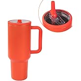 Shoindary 40 oz Insulated Tumbler with Handle,Flip Straw,Lid & Rubber Base Stainless Steel Water Bottle - Leak Proof Vacuum Insulated Mug BPA Free Reusable Travel Cup Gifts for Women/Men (Orange)