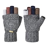 Vbiger Winter Warm Wool Mittens Gloves (Dark Grey2)