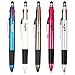 GSlife Multicolor Stylus Pens For Touch Screens 2 in 1 Capacitive Stylus 3 Colorful Ballpoint Pens,Black,Red,Blue Ink,(5 Pack)