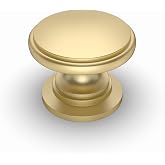 Amerdeco 10 Pack 1-1/4 inch Kitchen Cabinet Knobs Brushed Gold Cabinet Knobs Bedroom Dresser Gold Round Drawer Knobs Single Hole Cabinet Pulls&hellip;