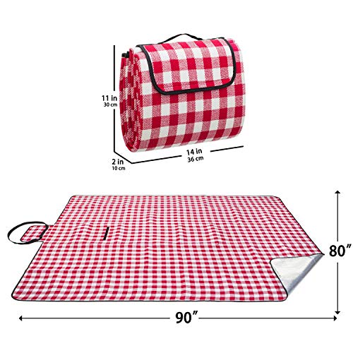 FYL Extra Large Proof Beach Picnic & Outdoor Blanket with Waterproof Backing-80 90"