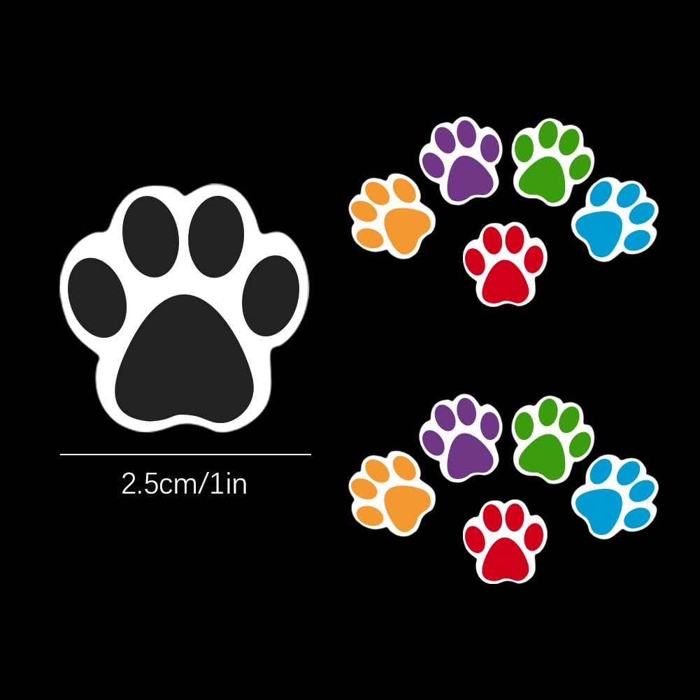 metagio 2 Rolls/1000 Pieces Colorful Paw Print Stickers Dog Paw Labels ...