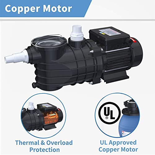 SUNCOO Pro Krystal Clear Sand Filter Pump 2450GPH 13 Inch Tank for 10000GAL Above Ground Pools