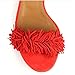 Comfity Women's Lace Up Block Heel Fringed Suede Dress Sandals