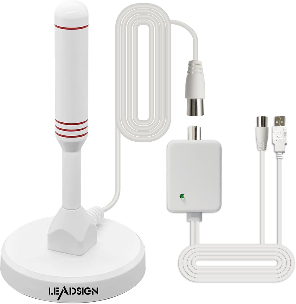 LEADSIGN TV Aerial Indoor Outdoor Amplified 120+ Miles 4K HDTV Antenna
