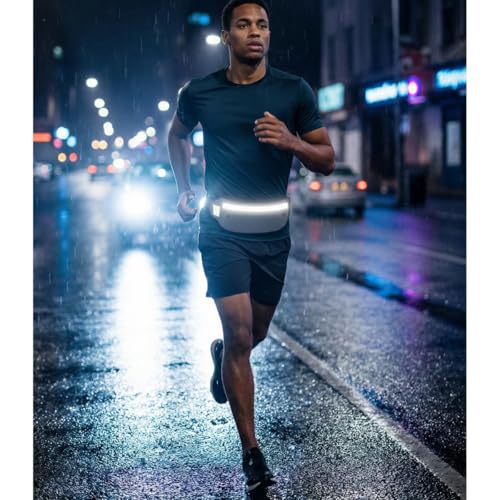 Pochete Esportiva Corrida Impermeável Refletiva Leve 90g – Celular até 7" (iPhone 15 Pro Max / S24 Ultra) – Unissex Ajustável (Preto)