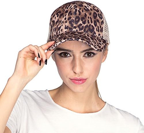 Hatsandscarf C.C Ponytail caps Messy Buns Trucker Plain Baseball Cap (BT-44) (Leopard)
