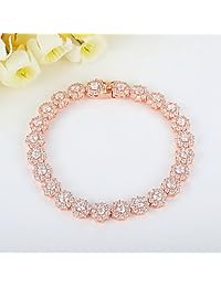 bamoer Día de la Madre Regalo Pulsera De Lujo bañado en oro rosa con piedras blanco espumoso circonio cúbico para la Mujer