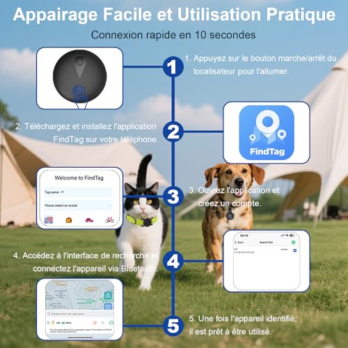 Collare GPS Gatto,GPS per Cani Supporta Sia I Sistemi iOS che Android, Localizzatore GPS per Cani in Tempo, Batteria A Lunga Durata, Localizzatore per Animali Domestici Impermeabile-Nero