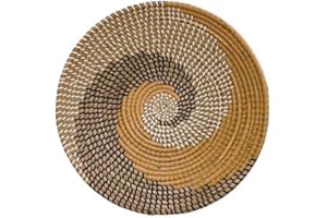 ChumDecor Woven Wicker Rattan Wall Basket Decor, Decorative Basket for Home Décor, Wall Baskets Decor Boho Flat With Africa Design, Rustic Décor (Brown Gold)