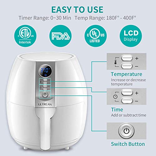 Ultrean Air Fryer, 4.2 Quart (4 Liter) Electric Hot Air Fryers Oven