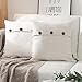 Phantoscope Farmhouse Throw Pillow Covers Triple Button Vintage Linen Solid Decorative Pillow Cover for Couch Bed and Chair Off White, 18 x 18 inches 45 x 45 cm, Pack of 2