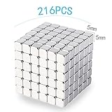 Magnetic Cube 216pcs Magnets Blocks Magnetic Sculpture Holders Square Cube Children's Puzzle Magic Cubes DIY Educational Toys for Kids (5MM)