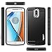 Moto G4 Case with [Tempered Glass Screen Protector], NageBee [Frost Clear] [Carbon Fiber] Slim Soft TPU Protective Bumper Cover Case for Motorola Moto G 4th Gen (Black)