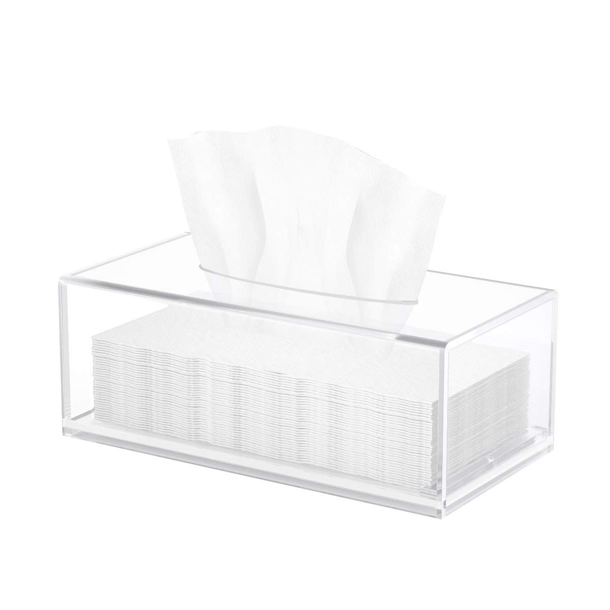 HIIMIEI Cosmetic Tissue Box, 25.0 x 13.0 x 9.0 cm, Acrylic Tissue Box with Magnetic Cover for Dining Room, Bathroom, Bedroom, Car, Office, Acrylic, Transparent