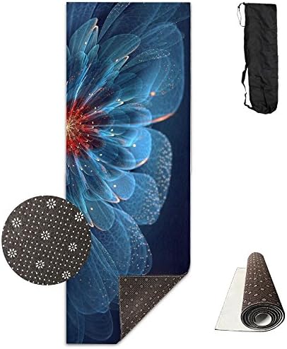 Non Slip Yoga Mat Blue Spiritual Flower Premium Printed Non-toxic Odorless Comfortable Pilates Mats 24 X 71 Inches With Gymnastics Carrying Bag